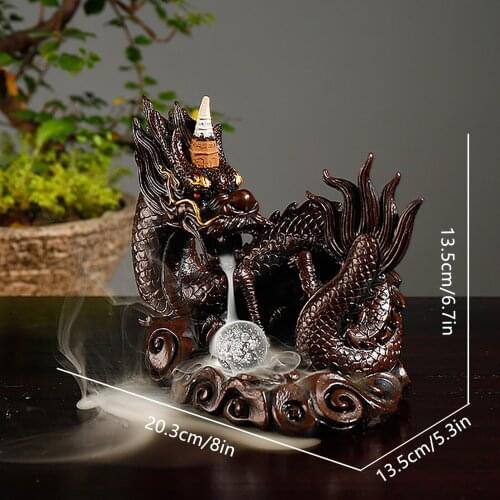 Creative Home Decor Chinese Dragon Backflow Stick Incense Burner Ceramic Censer Home Decoration Incense Burner Diffuser#G4