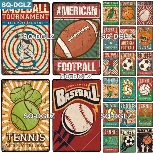 [SQ-DGLZ] Sports Metal Sign Vintage Sport Club Metal Plaque Plate Health Wall Decor Tin Signs Baseball Poster