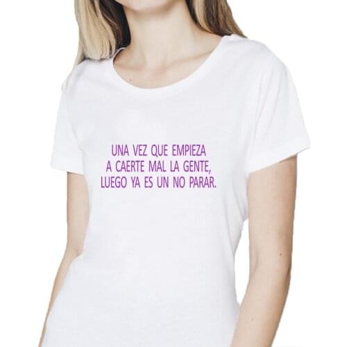 Fashion T-shirt Women Spanish Letter Print tshirt Summer top lady casual t-shirts Hipster Girl tee Camiseta Feminina