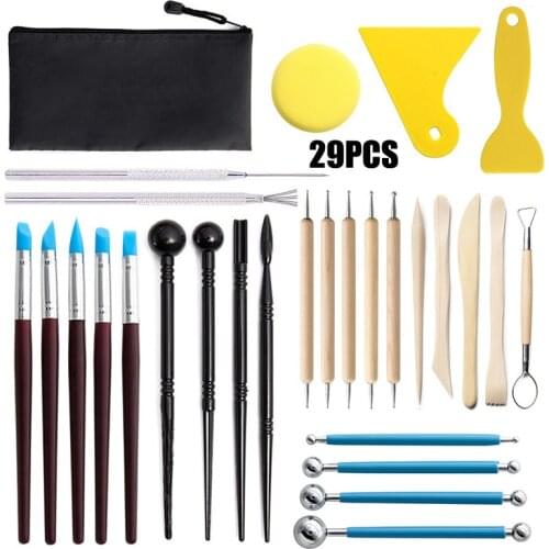 Clay Tools 29 Piece Set Ceramic Auxiliary Carving Knife Silicone Round Dot Drill Pen Seven Needle Scraper Polymer Clay Tools