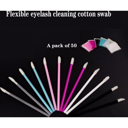 A Pack Of 50 Eyelash Cleaning Cotton Swab Soft Disposable Mini Portable Lip Gloss Brush Small Lip Brush
