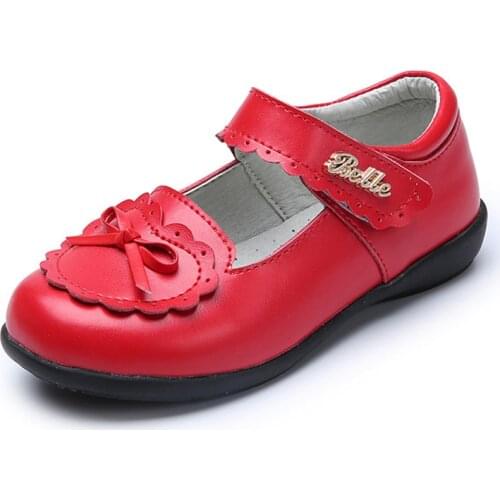 Skoex New Kids Shoes Girls Fashion Princess Shoes Solid Bow Ballerina Slip-on Flat Shoe Children Girl Wedding Party Dress Shoe