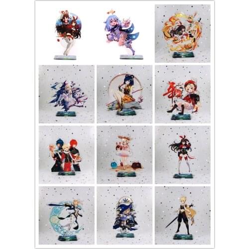 New Genshin Impact Jean Xiang Ling Xinyan Kaeya Zhongli Diona Amber Gifts Double-Sided Acrylic BL Figure Stand Display Model Toy
