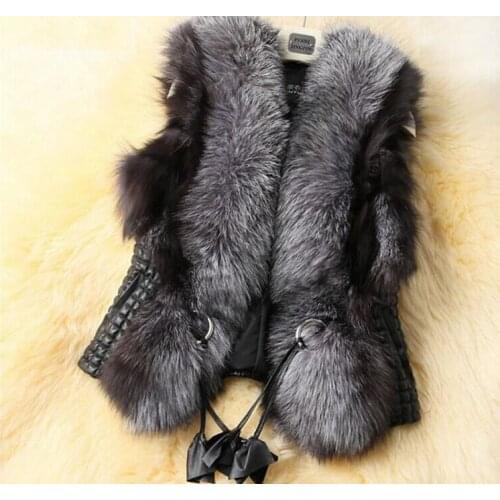 New Arrival!!! 2016 Short Design Female Fox Fur Vest Leather Vest Outerwear Plus Size Fur Vest Women Coats Faux Fur Jackets