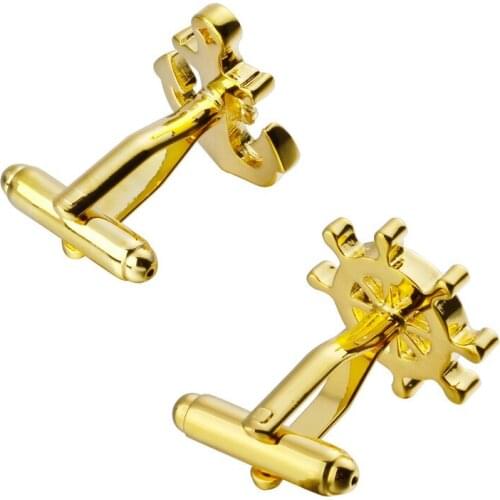 KC new high quality popular Golden Anchor and rudder Cufflinks man wedding Golden Mens Long Sleeve Shirt Cufflinks