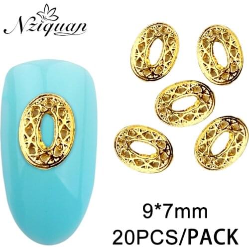 NZIQUAN decorative sticker charm geometric metal alloy ladies art nail decoration DIY nail decoration 20PCS oval multicolor nail