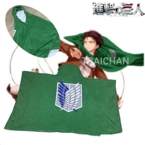 Attack On Titan Blanket Cloak Shingeki No Kyojin Survey Corps Cloak Cape Flannel Cosplay Costume Hoodie Thickness Throw Blanket