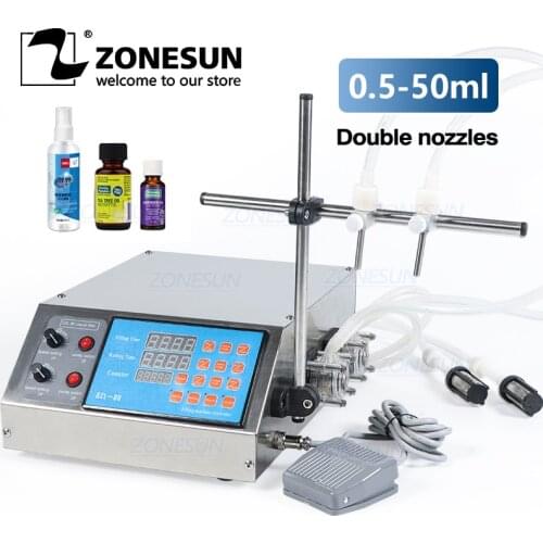 ZONESUN 2 Head Semi Automatic Peristaltic Pump Liquid Filling Machine Perfume Juice Essential Oil Bottle Water Making Machines