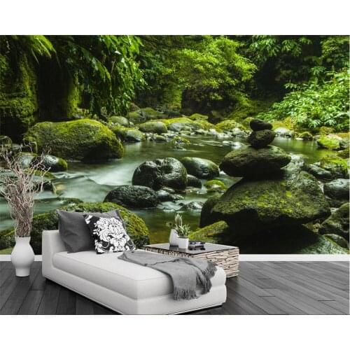 Beibehang Custom wallpaper stream water scenery TV background wall modern minimalist living room bedroom backdrop 3d wallpaper