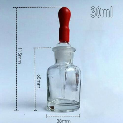 30ml Transparent Glass Dropping Bottle Laboratory Dropper Reagent Bottle With Rubber Suction Bulb