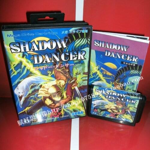Sega MD game - Shadow dancer with Box and Manual for 16 bit Sega MD game Cartridge Megadrive Genesis system
