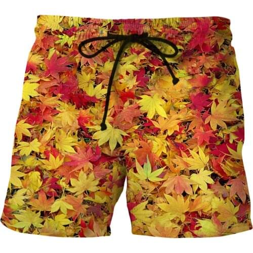 LOVE SPARK Gold Maple Print Mens Sports Shorts S To 6xL 3D Fast Dry Light Yoga Jogging Beach Running Shorts For Boys