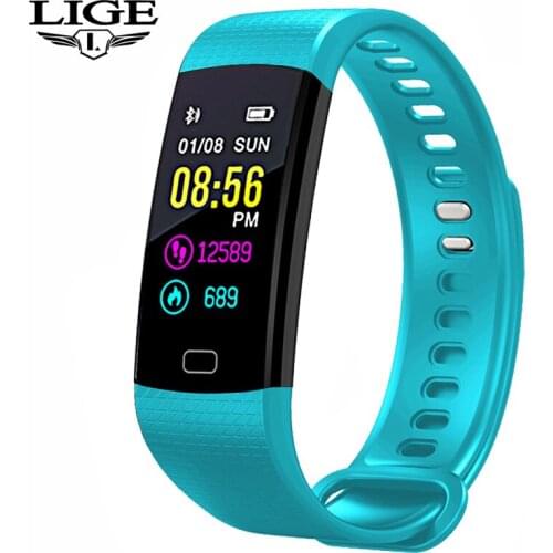 LIGE Smart Watch Men Wristwatch Sport Watch Fitness tracker Pedometer Heart Rate Blood Pressure Monitor LED Smart Bracelet+Box