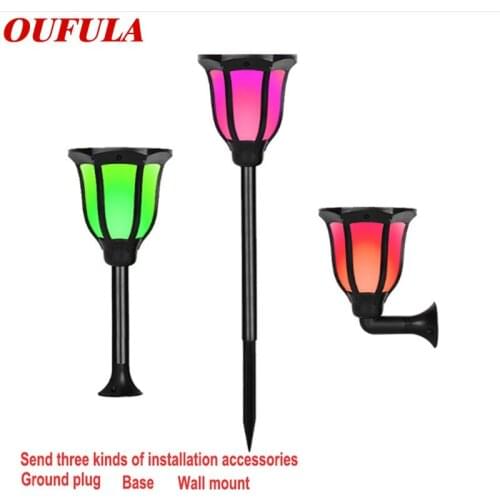 Solar Garden Lawn Lamp Flame Waterproof Outdoor Light Sensor RGB Colorful Landscape Lights Garden Wall Lamp Torch Lamp IP65