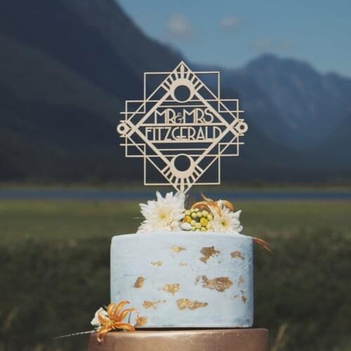 Vintage And Retro Wedding Themed Decor, Art Deco Custom Cake Topper, Great Gatsby Wedding Cake Topper,Vintage Wedding Cake Topp