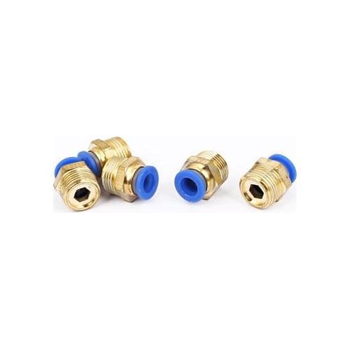 Tube OD 8mm x 3/8BSP Push In Quick Release Air Fitting Connector 5pcs