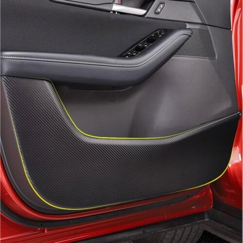 Car Door Anti-Kick Pad Carbon Fiber Leather Door Protection Film Stickers For Mazda CX30 CX-30 2020 2021 Accessories