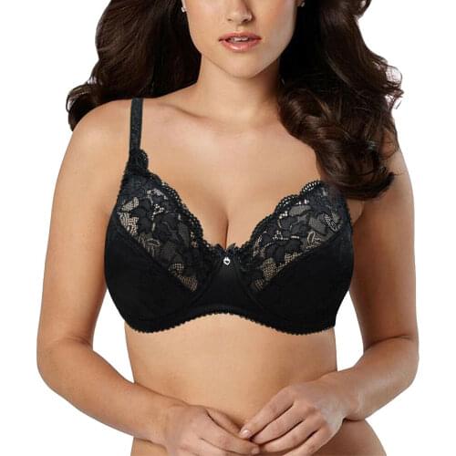 Vgplay Lace Hollow Lingerie Unlined Floral Embroidery Women Bra Plus Size Underwire Bralette Solid Plunge Bras For Women