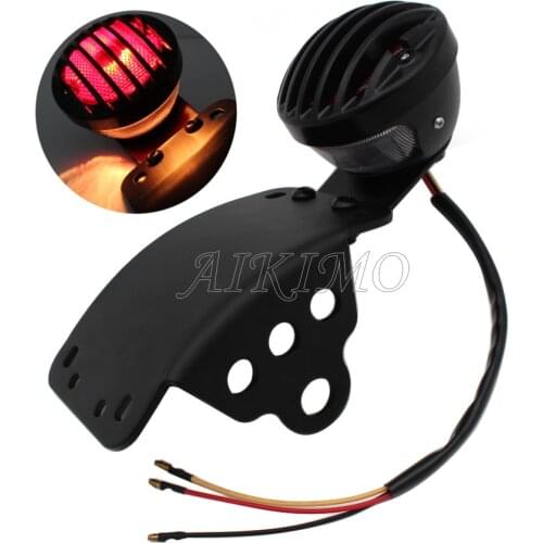 1" Axle Round Curved Motorcycle Side Mount License Plate Bracket Tail Light For Harley Chopper Bobber XVS650