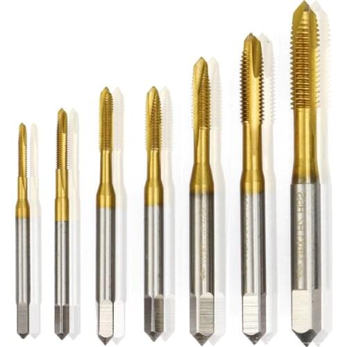 1pc M2/M2.5/M3/M3.5/M4/M5/M6 Titanium Coated Hand Tap HSS Metric Straight Flute Thread Screw Tap