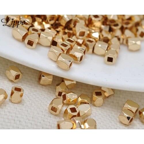 40pcs Wholesale 24k gold Smooth Metal seed bead Mini Spacer Square Beads For Jewelry Making