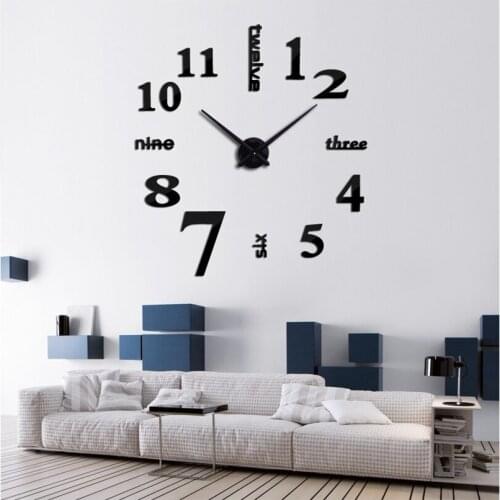 Large Mirror Wall Clocks Modern Design Home Decor Relogio De Parede Watches Wall stickers Free Shipping