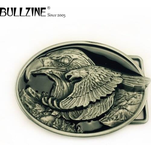Bullzine wholesale retro zinc alloy retro flying eagle belt buckle cowboy jeans gift belt buckle FP-03724 for 4cm width belt