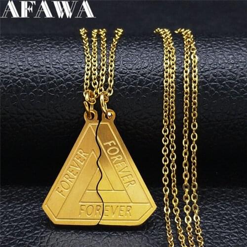 2PCS Forever Stainless Steel Gold Color Necklace Chains for Women/Men Jewelry colgante acero inoxidable mujer NXS01