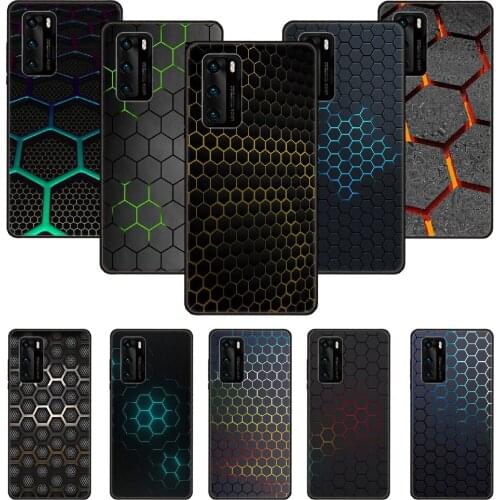 Phone Case For Huawei P20 P30 P40 P Smart Z + P10 Mate 30 10 20 Lite Pro Black Cover Shell Luxury irregular Geometric Shape