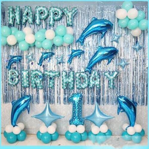 Baby Party Decorations Set Dolphins Shape Boys Girls Birthday Party Supplies Kids Boys Girls Party Decorations