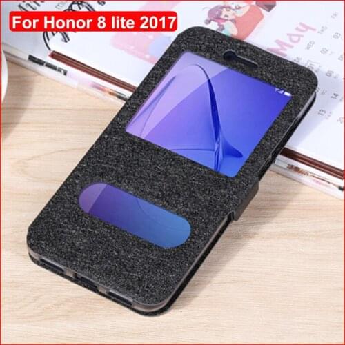 For Huawei Honor 8 lite flip case leather shell Honor8 lite 2017 open window battery cover For Honor 8lite 2017 back cases coque