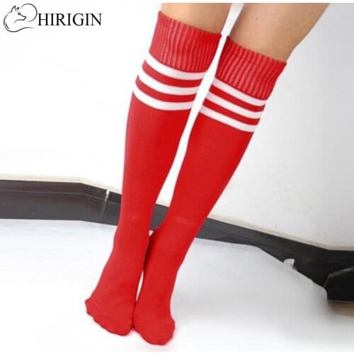 Hot Fashion Warm Sportswear Socks Ladies Knee High 3 Line Solid Socks Women Classic Striped Cotton Lacrosse Long Socks