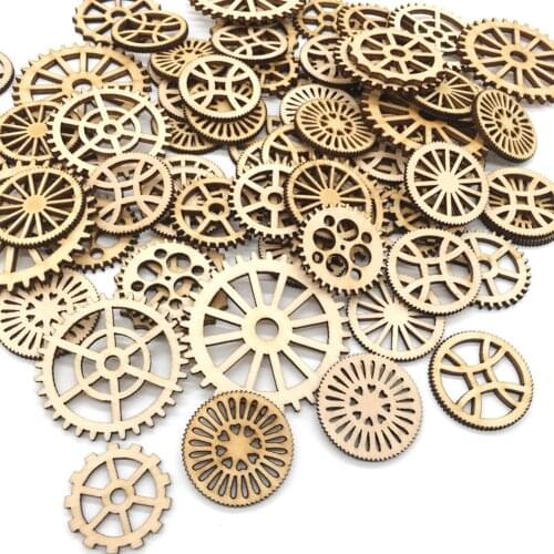 Hot 150Pcs Wooden Blank Gear Wheel DIY Painting Art Craft Wall Hanging Ornament