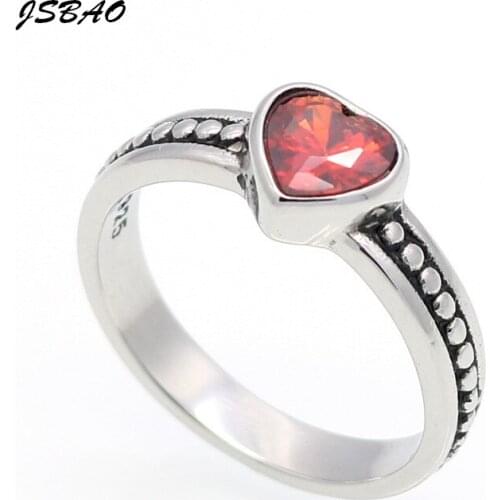 JSBAO New Fashion Engagement Jewelry Womens Stainless Steel Heart Crystal Simulated Ring For Women Wedding Ring