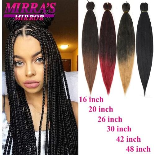 Mirras Mirror Long Jumbo Braids Hair Extensions Afro Synthetic Hair Yaki Braid Straight Pre Stretched Braiding Hair Black Brown