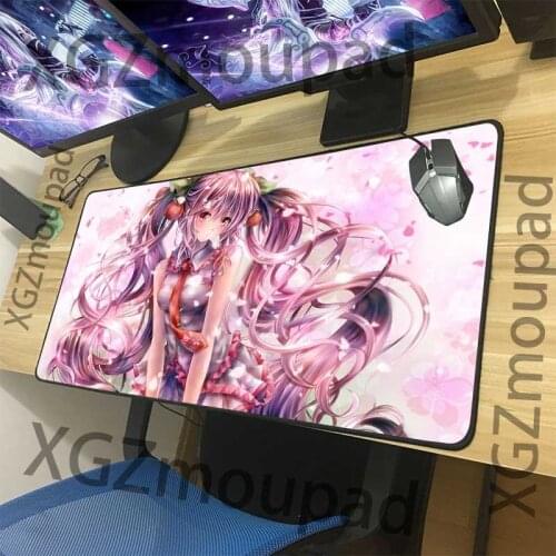 XGZ Anime Pink Girl Large Mouse Pad Black Lock Edge Computer Table Mat Rubber Non-slip Custom Couple Fashion Coaster Washable