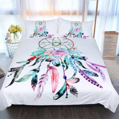 Beautiful Dream Catcher Quilt Cover with 2 Pillowcase Fashion Bedding 3 Piece Set 3D Printing Available Size Bed Duvet Cover