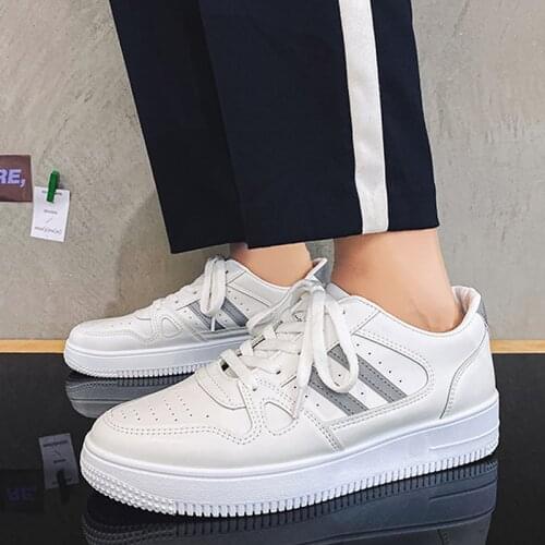 Chunky boys vulcanized sneakers white leather shoes for men platform comfort trainers male sneakers