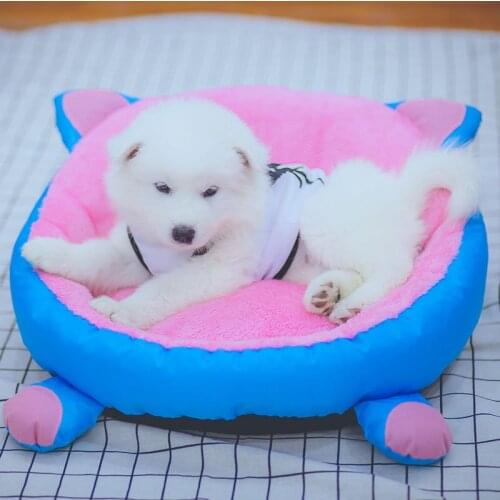 Pet Bed for Cats and Small Dogs Animal Cat House Dog Bed Mat Puppy Nest Cute Cartoon Sofa Cat Supplies Pink Gray