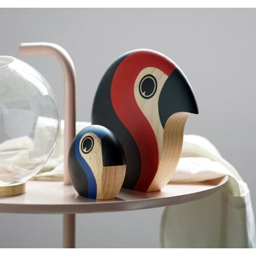 Round Cake Bird Danish Designer Decoration Creative Wooden Parrot Soft Decoration Home Office Art Decorations Nordic