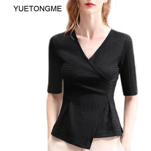 Summer autumn spring Fashion european plus size Shirt T Shirt Women Tops Base V-neck Black Tees Funny Girls Tshirt