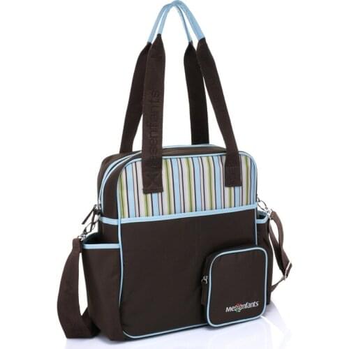 Mesenfants 4 PCS/set Blue Stripe Multifunction Large Capacity Diaper Bag Mother Maternity Messenger Bags Hobos Baby Stroller Bag