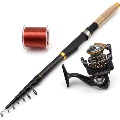Multifunction 1.8M-3.6M Carbon Telescopic Fishing Rod Portable Spinning Fishing Rod and reel Fishing line Pole Travel Sea rod