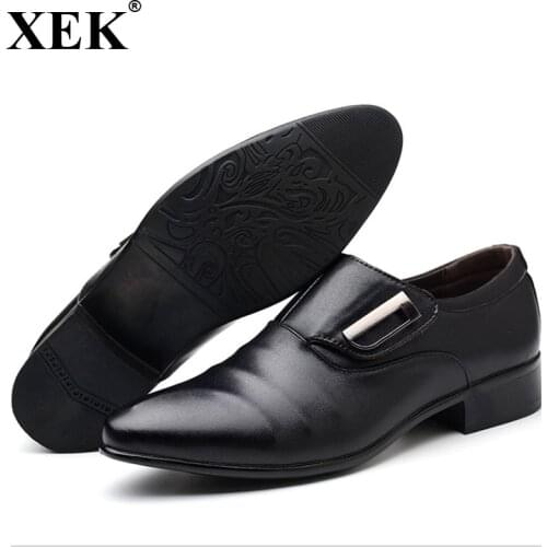 XEK Summer Men Leather Oxford Flat Classic Formal Shoes Pointed Toe Business Shoes Black Brown Hombre Big Size 38-48 ZLL511