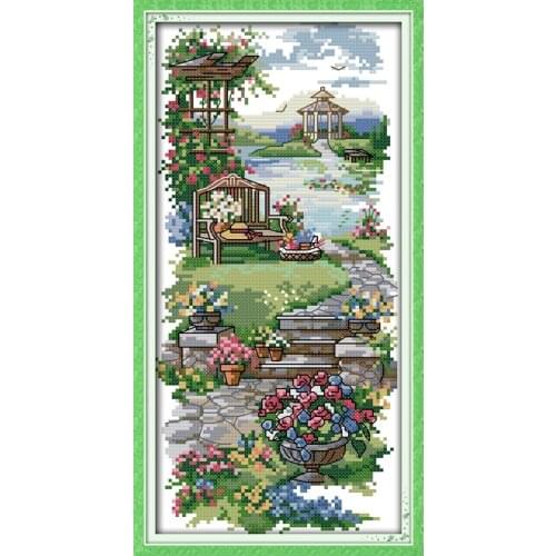 A tranquil path cross stitch kit flowers 14ct 18ct count canvas stitching embroidery DIY handmade needlework plus