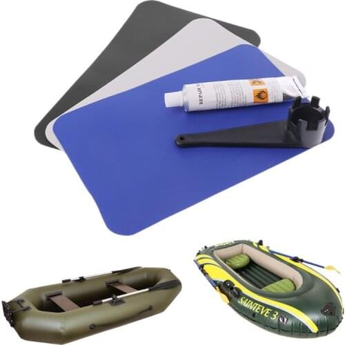 Inflatable Boat Swimming Pool Kayaking PVC Puncture Repair Patch Glue Kit Adhesive Canoe Valve Wrench Y51D