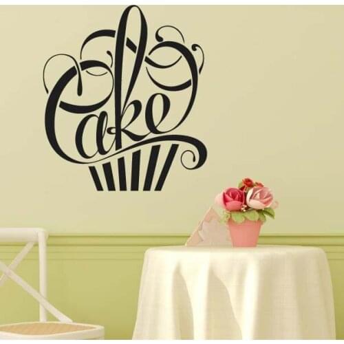 Sweet Cake Design Wall Decal Cake Shop Decoraiton Writing In Form Of A Cake Wall Sticker Bakery Removable Window Poster AZ414