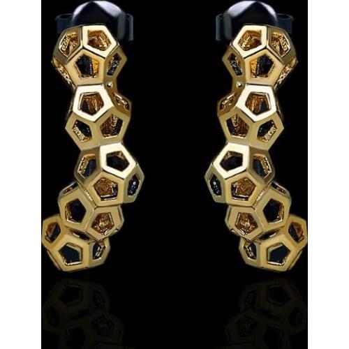 CIZEVA Original Jewelry Creative Geometric Stud Earring Vintage Two Tone Gold Ethnic Earrings Women Cocktail Party Jewelry