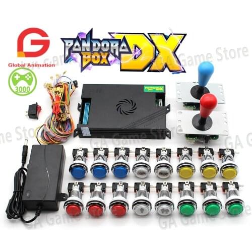 2 Player Original Pandora Box DX 3000 IN 1 SANWA Joystick,Chrome LED Push Button for DIY Arcade Machine Home Cabinet with Manual