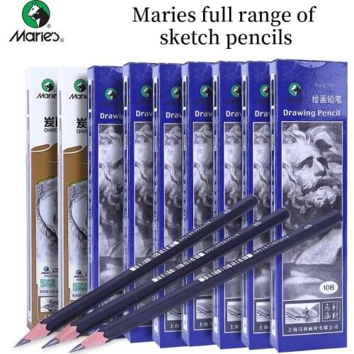 Maries Painting Pencil 12pcs/box 2H HB B 2B 3B 4B 5B 6B 7B 8B Charcoal Soft/Medium/Hard/Special Soft Pencil Sketch Stationery